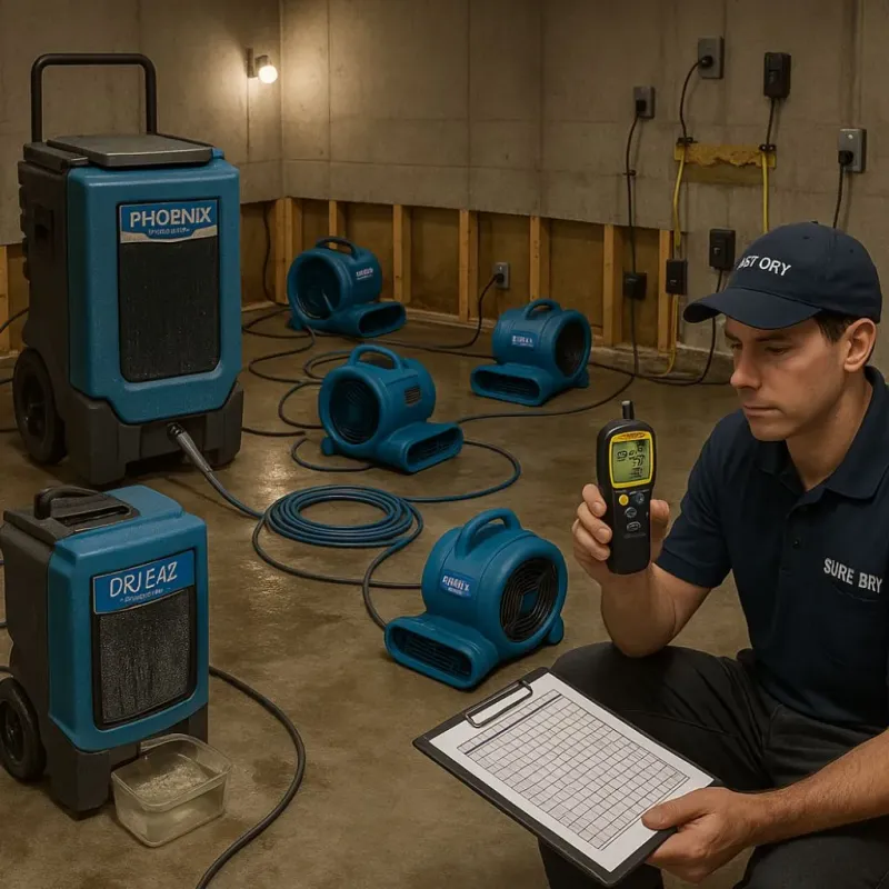 Structural Drying and Dehumidification process in Essex Village, CT
